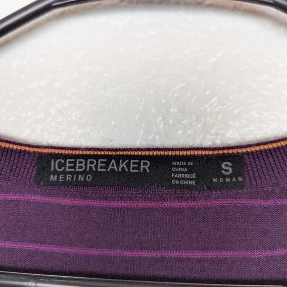 Icebreaker Merino Wool Striped Purple Sweater - Picture 2 of 3